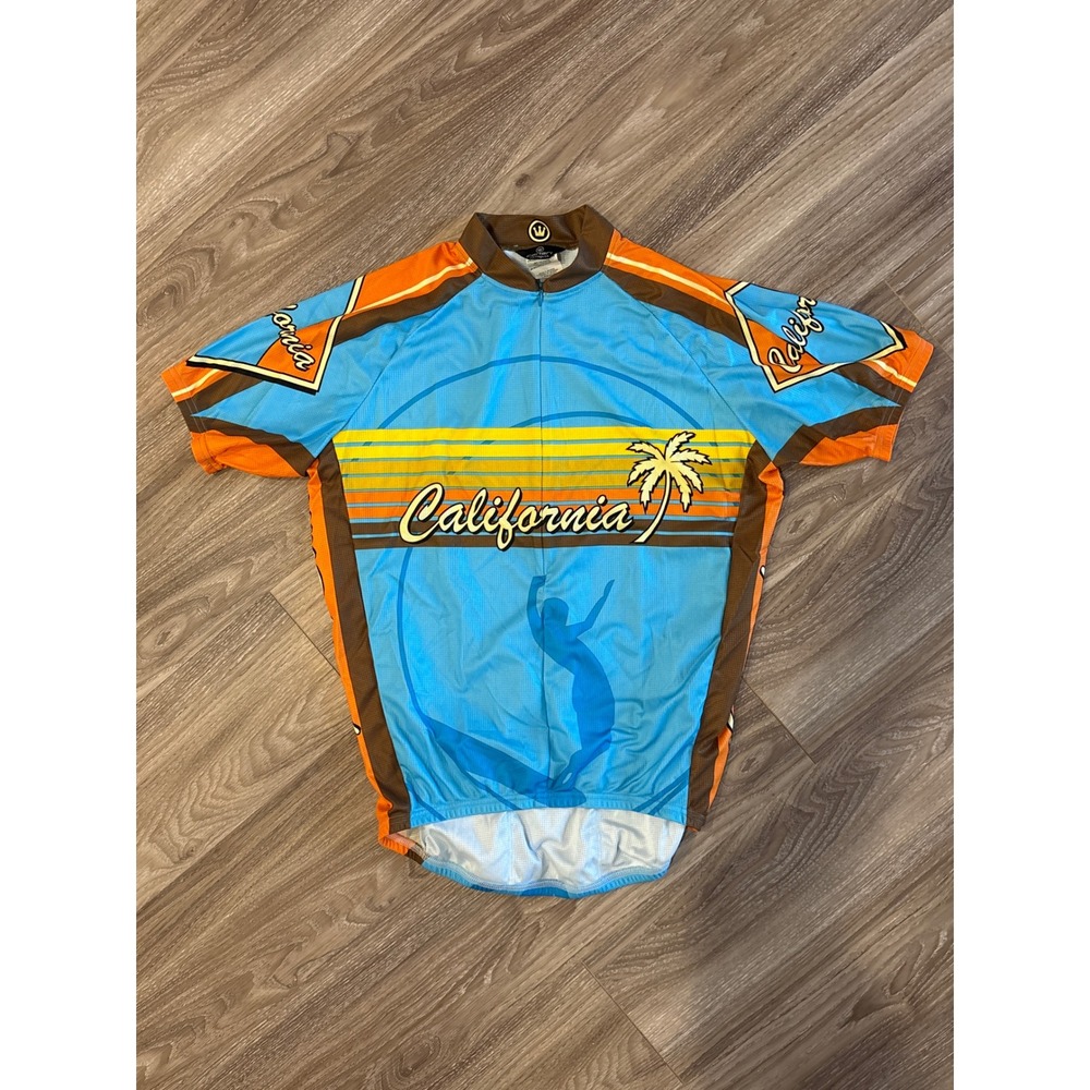 Canari California The Golden State Cycling Jersey Blue Orange Mens Large
